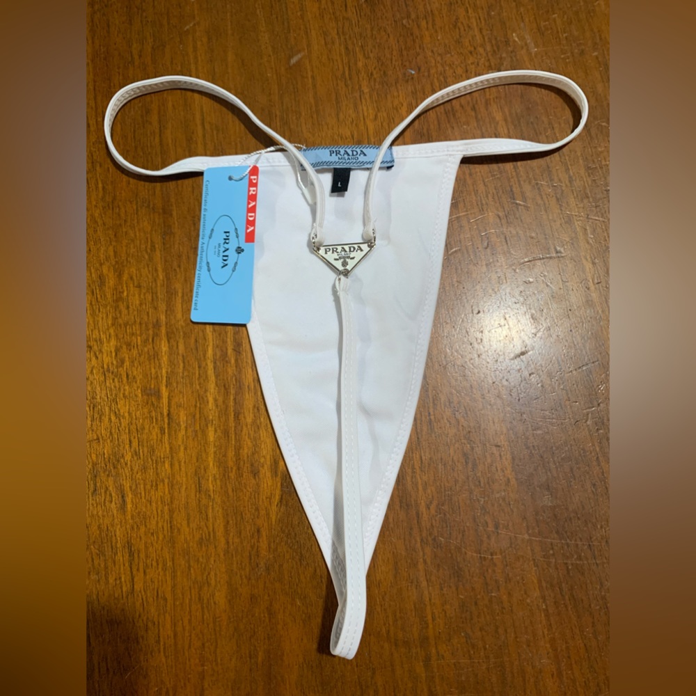 Prada Bikini Thong White Size Large NWT